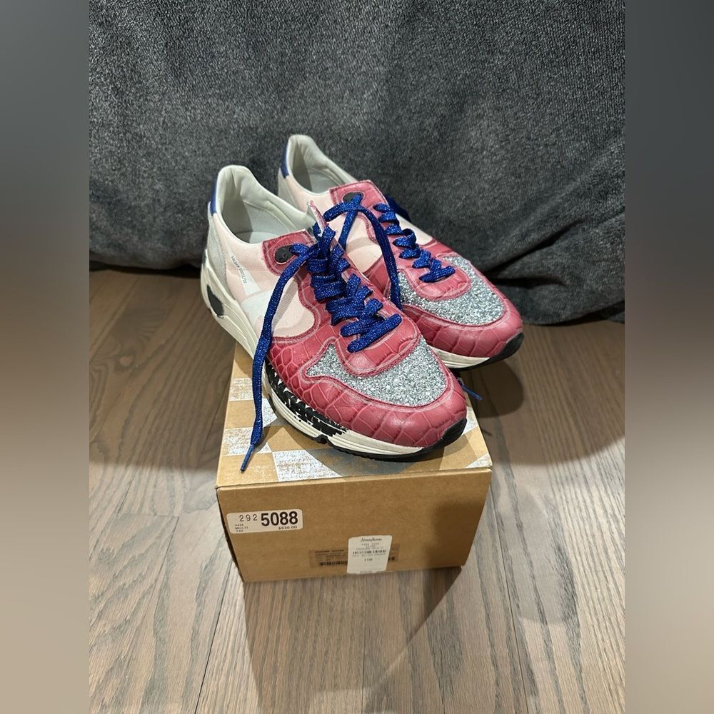 Golden Goose Limited Edition Runner Glittered Croc-Print Trainer Sneakers 11B